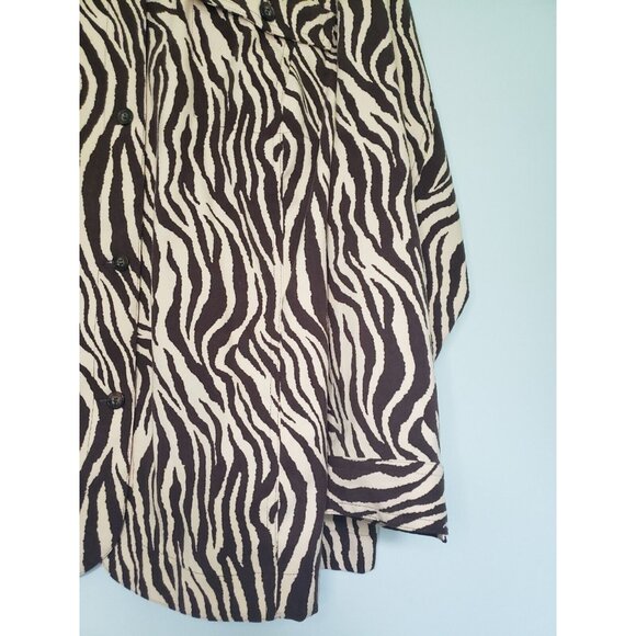 Liz & Me Womens Plus Sz 2X Shirt Button Front Long Sleeve Zebra Animal Print - Picture 3 of 5